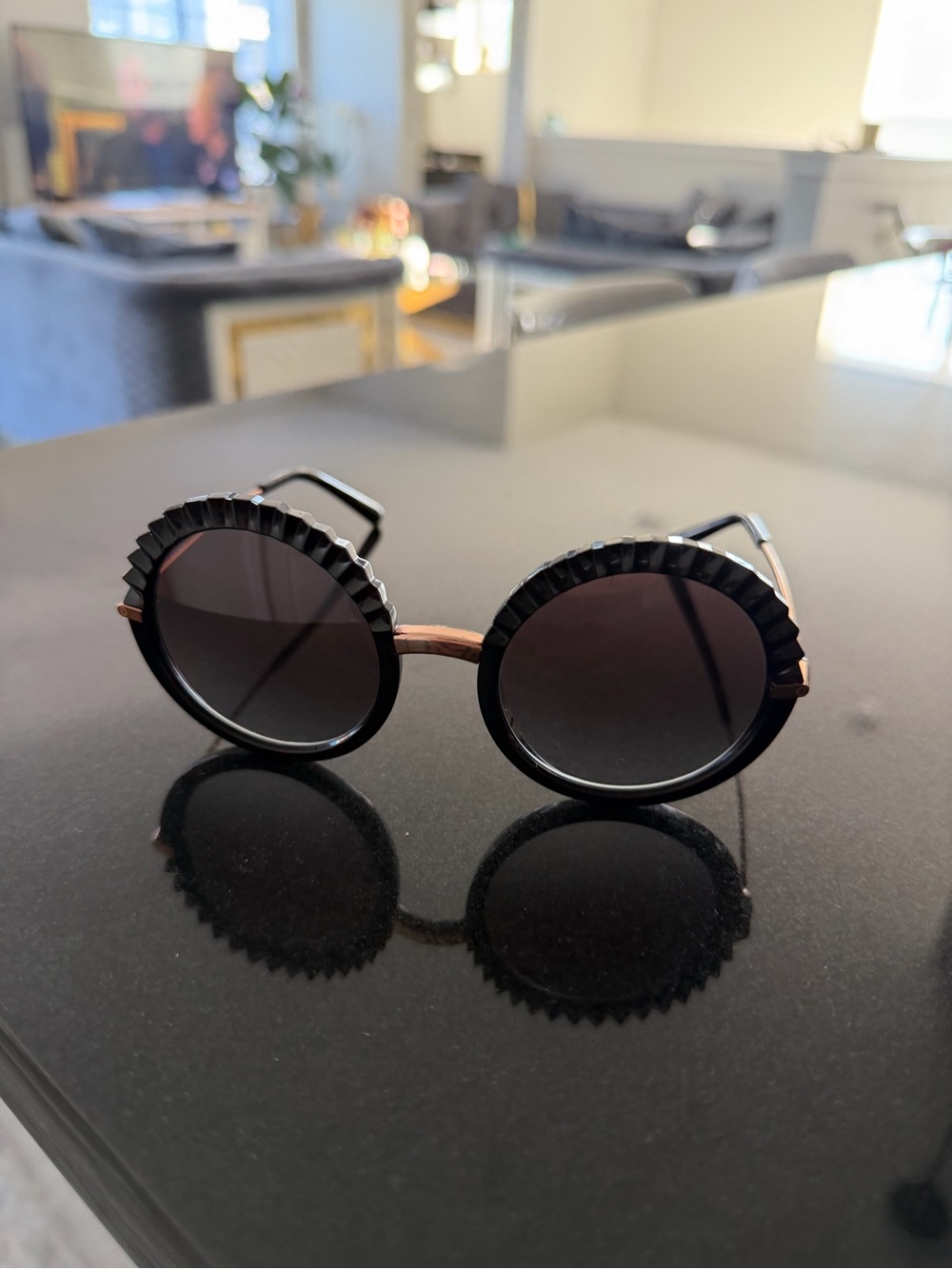 Dolce&Gabbana DG6130 Sunglasses in Black with Rose Gold Temples - Picture 8 of 11